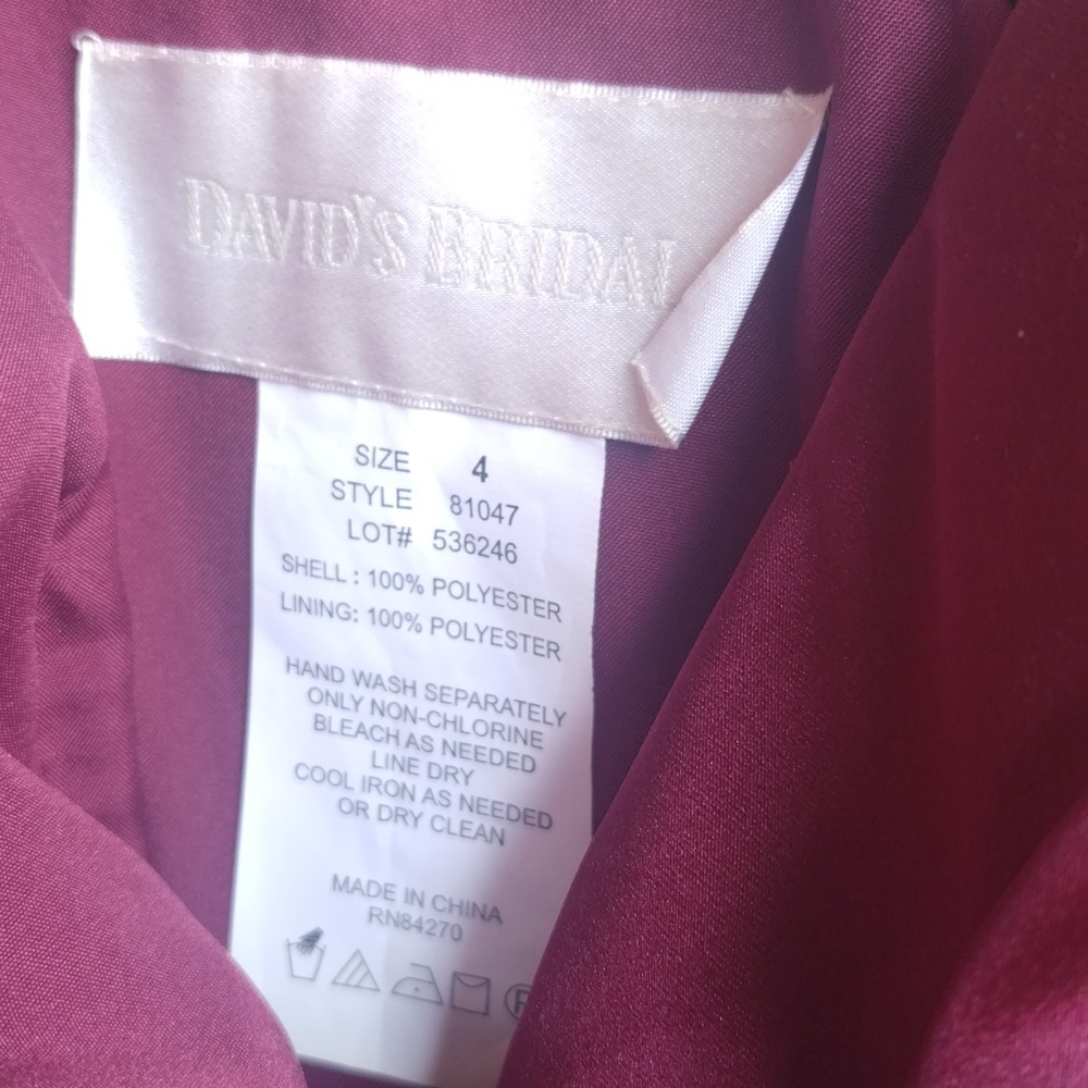 David's Bridal dress wine color size 4 - Picture 6 of 11
